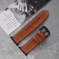 蘋果AppleWatch錶帶Ultra錶帶 磨砂黃棕 客製化刻字禮物 手工牛皮