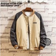 SGS - SENSOR Cream Combination Bomber Jacket / Canvas Bomber Jacket / premium Unisex Bomber Jacket