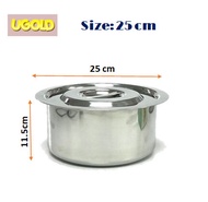 HOME CHEF Stainless Steel Indian Pan 21cm/23cm/25cm/29cm/32cm | Periuk Besi