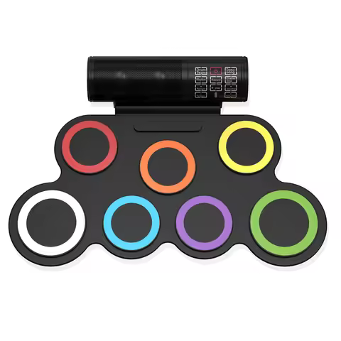 Electric Drum Set,7-Pad Kids Electronic Drum,Roll-up Drum Practice Pad, Drum Pad Built-in Speaker