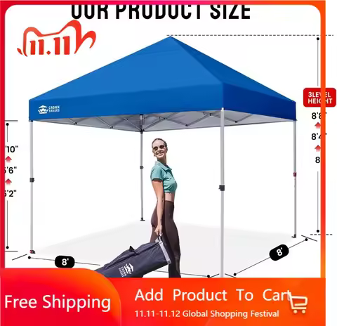 8x8 Pop Up Canopy Tent with One Push Setup, UPF 50+ Sun Shade for Beach Camping Parties, Silver Coat