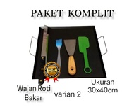 Wajan Plat Baja Hitam Datar Anti Lengket penggorengan 1 set 4in Bonus / Wajan sosis/ Wajan Roti / Wa