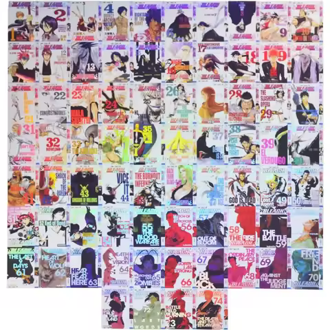 Diy 74Pcs/set BLEACH Kurosaki Ichigo Comic Cover Book Spine Frosted Laser Flash Card Inoue Orihime N