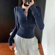 Áo Thun Nữ Dáng Ôm Dài Tay Chất Thun Dip Co Dãn Thiết Kế Nhiều Khuy Hottrend JUDIE.Closet