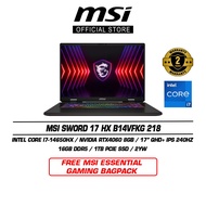 MSI Sword 17 HX B14VFKG 218 (17" QHD+ IPS 240Hz/I7-14650HX/16GB DDR5/1TB SSD/Nvidia RTX4060/Win11)