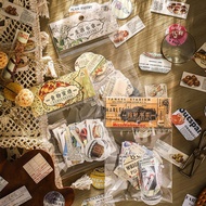 Journamm 80pcs/pack Vintage Food Ticket Musical Score Stickers Kit Antique Materials DIY Diary Scrapbooking Decor Art Stickers