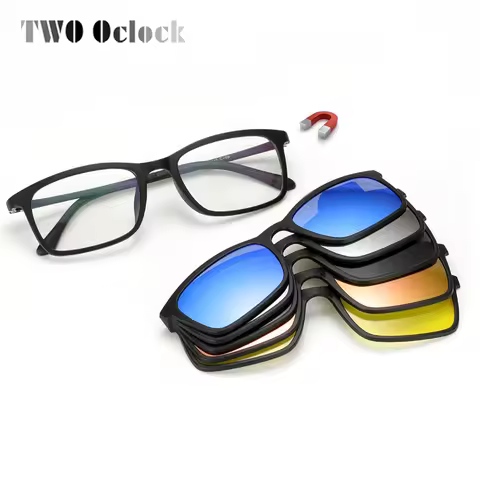 TWO Oclock Ultra-light Polarized Magnet Sunglasses Men Women Clip On Glasses TR90 Optical Frame 5 In