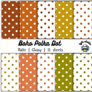 10 Sheets 8x8 Boho Polka Dot Print by byte studio | Premium Paper Craft Junk Journal Stationery