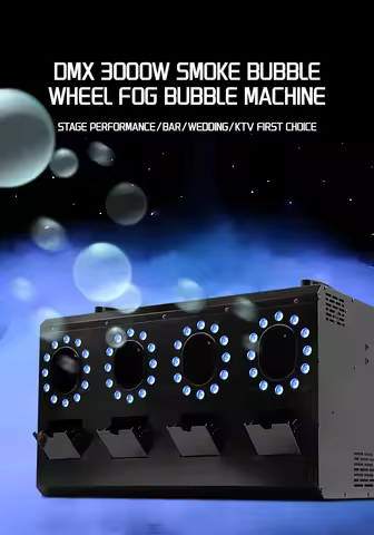 3000w Smoke Haze Generator Rgbw 4pcs Led Color DMX Remote Control Smoke Fog Bubble Machine for Gig B