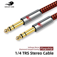 สายสายเคเบิลกีตาร์ GOLLEY LION TRS 1/4นิ้วสาย AMPLI Bass สายสัญญาณเสียงสเตอริโอสมดุล