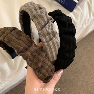suzyacc kr Small Fresh Striped Pleated Headband Female 2025 Retro Niche Temperament High-End