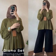 Baju Setelan Wanita Muslim Diana Set Celana Fashion Perempuan Dewasa