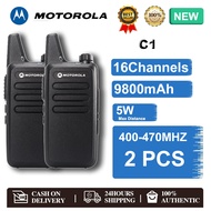 【2 PCS】Motorola C1(1-5km) วิทยุสื่อสาร กำลังไฟ5W 9800mAh Mini UHF 400-470Mhz Two Way Radio กันน้ำและ