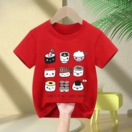 20262025 Sushi Printed Kids T-Shirt Boys Girls Cartoon Short-sleeve Summer Top Clothing