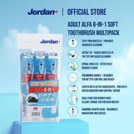 JORDAN Adult Alfa 8-in-1 Soft Toothbrush Multipack 3's