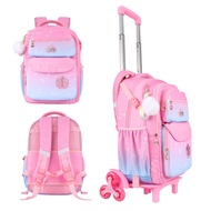 【ready stock】 school trolley bag primary beg sekolah roda perempuan Siminggele school bag for kids Children's Have The Ability