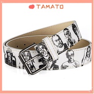 TAMATO Hip-Hop Street Belt, Rapper Printed PU Leather Waistband, Trendy Rock Rep Persona Fashion Ver