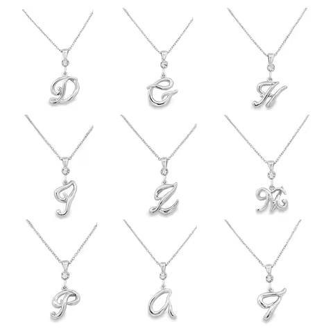 Custom Initial Necklace 26 Letters July to December Birthstone Pendant White Gold Dainty Name Neckla