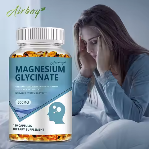 Magnesium Glycinate - Nerves System, Improve Mood Nervous, Muscles Recovery, Heart Health, Sleep Qua