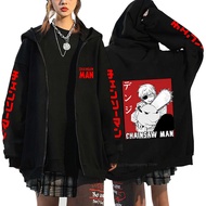 Anime Chainsaw Man Sweatshirts Denji Hooded Hoodies Makima Zipper Jacket Long Sleeve Zip Jackets Fleece Streetwear Sweatshirt