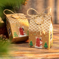 Christmas Gingerbread House Candy Box Christmas Advent Calendar Kraft Paper Packaging Box Gift Wrapper Bags