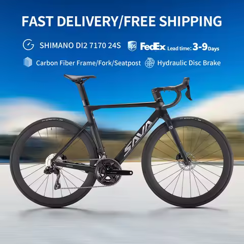 SAVA R7 Full Carbon Road Bike 700C, Carbon Frame Integrated Handlebar & Fork, Shimano 105 Di2 R7170 