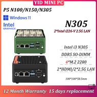 MINI PC Intel N100/N150/N305 DDR5 SO-DIMM 4*M.2 2280 2*HDMI 2.5G LAN For Date Storage Office 1 Year 