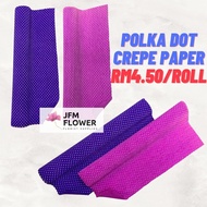 (RM4.5/ROLL) 50*250cm Polka Dot Design crepe/crepe Color paper For Making Flowers/ Color crepe paper