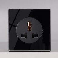 KAMANNI 13amp Wall Power Switch Black Tempered Glass Panel Modern Lighting Switch Universal 3-Pin Pl
