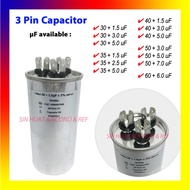 Capacitor 30uf + 1.5uf 35 + 1.5uF @ LG Mitsubishi Toshiba 3 pin capacitor @ 30+1.5UF / 35+1.5UF 30+3