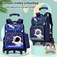 Astronaut Unicorn Trolley School Bag Waterproof School Bag 6 Wheels Detachable Backpack Primary Stud