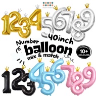 [SG Instock] All 40 inch crown number balloon Big Helium Grade Number Balloon 40inch Balloon Decorat