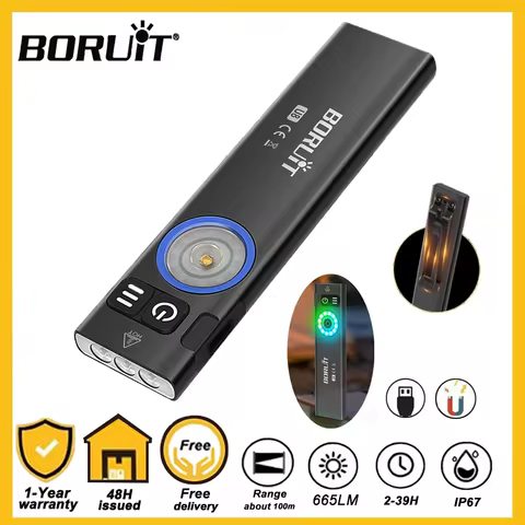 BORUiT U8 Powerful LED Flashlight Portable Rechargeable Type-C 650LM Super Bright Torch Multilight C