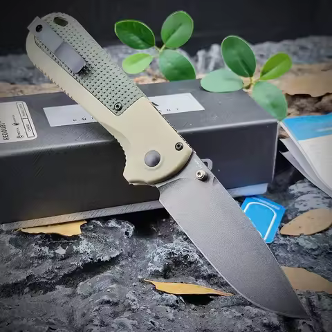 BM 430 Redoubt Folding Knife 3.55" CPM-D2 Graphite Black Plain Blade Grivory Handles 430BK Camping T