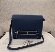 Hermes Roulis 23 A BLEU AGATE EVERCOLOR LEATHER ROULIS 23 WITH PALLADIUM HARDWARE