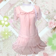 Soft pink dress over jeans morikei jiraikei kawai japan coquette cotagecore fairycore harajuku himek