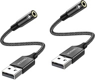 MOSWAG USB to Audio Jack Adapter 0.65Feet/20cm,External Sound Card Jack Audio Adapter with 3.5mm Aux