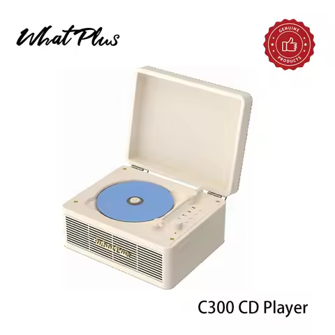 WhatPlus C300 Retro CD Player with High Resolution Sound Quality Bluetooth Stereo Audio Player Retro