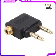 【FT-sg】3.5mm Female to 2 Male Stereo Airplane Headset Ear Audio Adapter Converter Plug