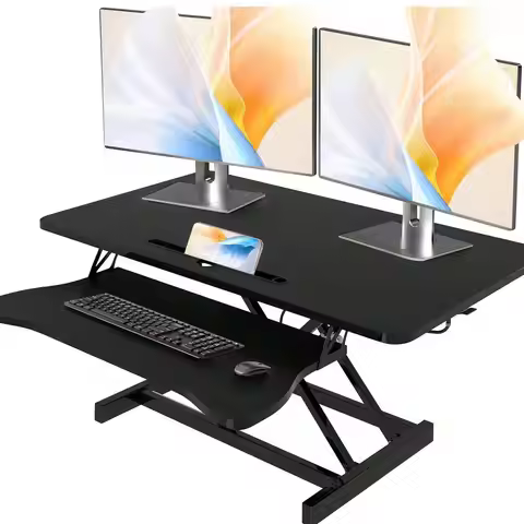 Desk Converter 32 Inch Height Adjustable Sit To Stand Up Desk Tabletop Dual Monitor And Laptop Works