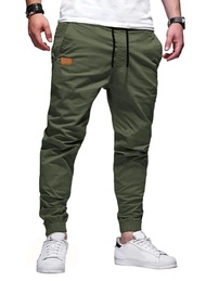 Mens Casual Joggers Pants - Cotton Drawstring Chino Cargo Pants Hiking Outdoor Twill Track Jogging S