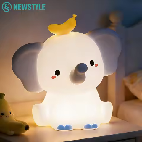Elephant Cute Night Light Rechargeable Bedside Nightlight Dimmable Squishy Sleeping Lamp For Baby Ro