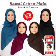 Tudung Bawal Cotton "PREMIUM" Lembut Paling Senang Bentuk Bidang 45  (Buy 1 Get 1 Free Inner Warda)