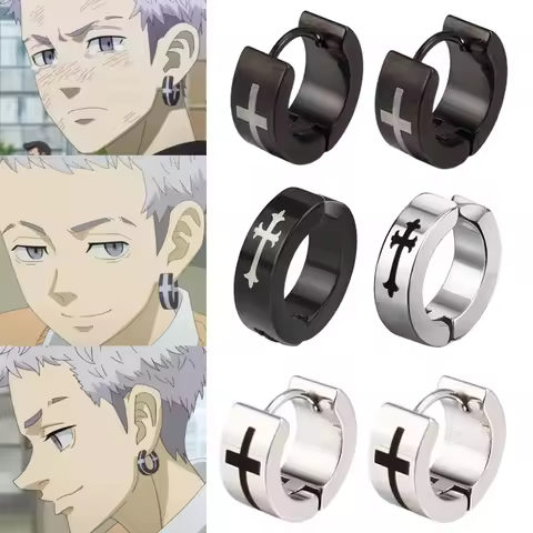 Anime Tokyo Revengers Cosplay Earrings Mitsuya Takashi Cross Peripheral Mikey Draken Kazutora Hanemi