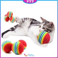 PTT Mainan Gigitan Bola Garis Rainbow Kucing Cat Toys Mainan Hewan Peliharaan Doggy