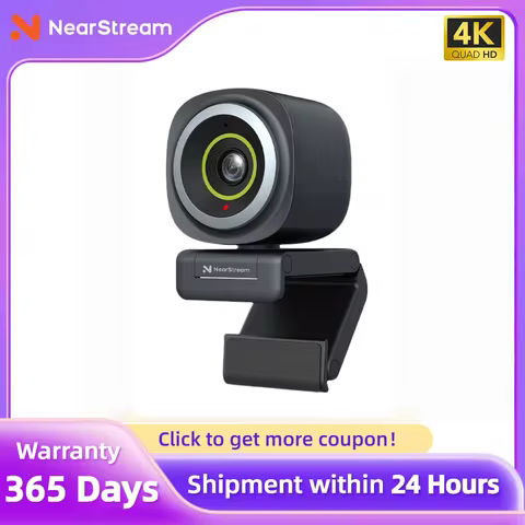 Nearstream 4K Webcam HDR 1080P@60FPS Noise Canceling Mic 45°-95°Adjustable FOV Auto Focus AI Framing