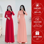 Traditional 2-panel ao dai, long sleeves, smooth and cool American silk fabric, does not irritate th