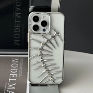 Hoce Mạ Hollow Xương Cá Ốp điện thoại cho iPhone 16 15 14 13 12 11 Pro Max 14 15 16 Cộng Với Trường
