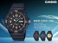 CASIO 手錶專賣店 國隆 MRW-200H-1B3 防水100米_造型指針男錶開發票_保固一年