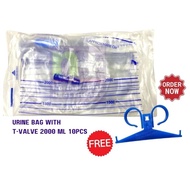 Urine Bag With T-Valve 2000ml 10pieces Free Urine Hanger